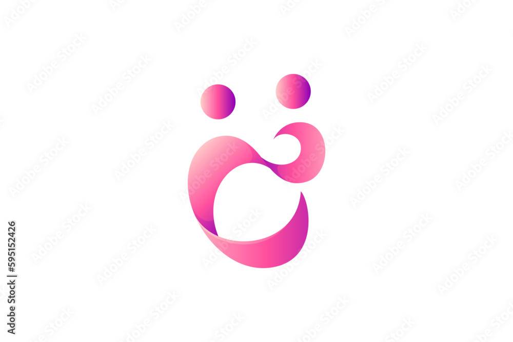 abstract heart and people care simple logo template with gradient pink color abstract heart and people care simple logo template with gradient pink color