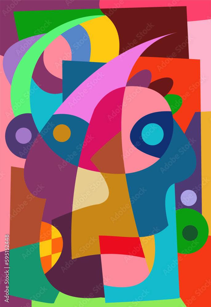 Naklejka premium abstract mural art containing face shapes