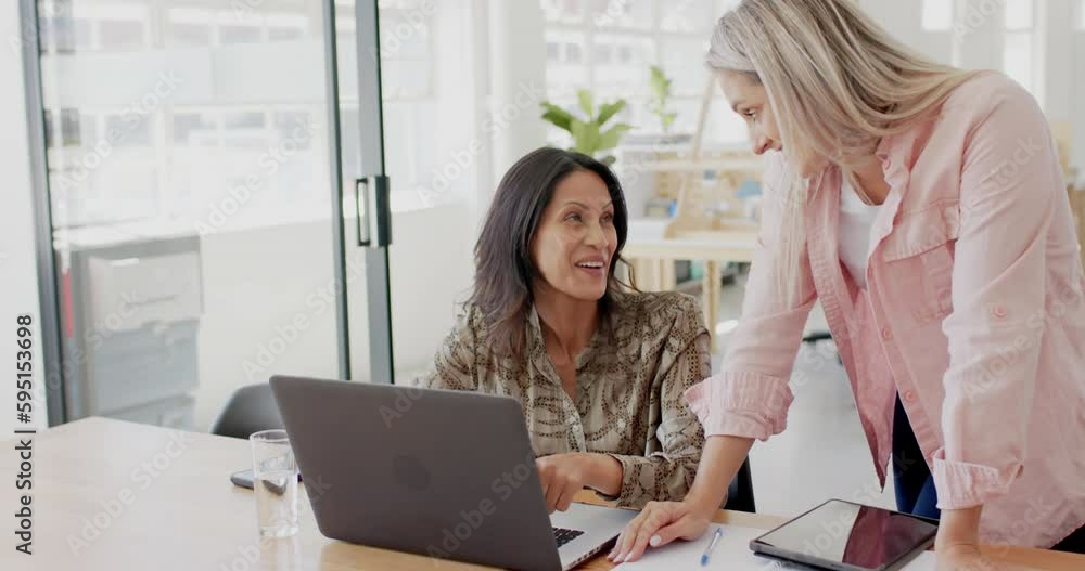 Portrait of happy diverse business people working in office in slow motion Portrait of happy diverse business people working in office in slow motion
