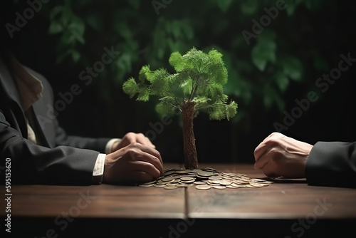 Financial Growth: Photo of a Businessman Planting a Money Tree for Prosperity