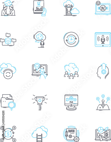 Evolution linear icons set. Adaptation, Mutation, Natural Selection, Genetics, Darwinism, Fossilization, Reproduction line vector and concept signs. Variation,Survival,Speciation outline illustrations