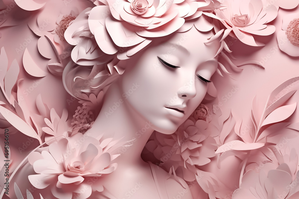 paper art and colour paper cut of the woman shape with the layer and showdow of the paper rim. generative AI paper art and colour paper cut of the woman shape with the layer and showdow of the paper rim. generative AI