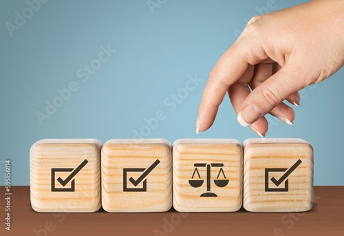 Business compliance concept. Set of wooden cubes