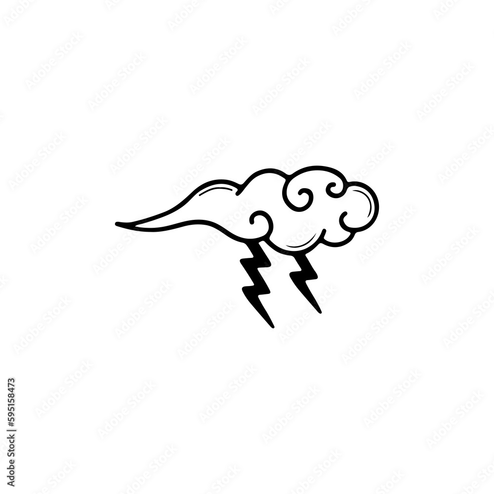 Fototapeta premium vector illustration of a cloud with lightning