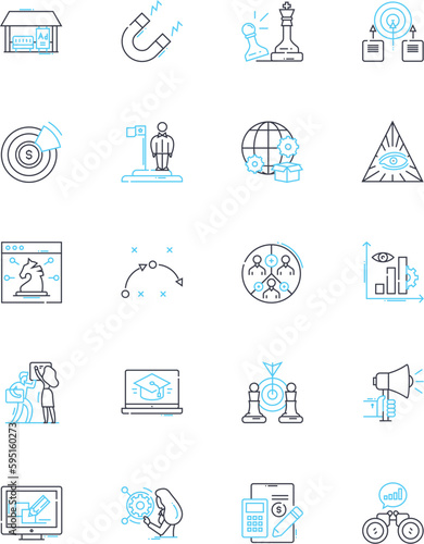 Consolidation linear icons set. Merger, Integration, Amalgamation, Unification, Merging, Combination, Convergence line vector and concept signs. Synthesis,Cohesion,Union outline illustrations