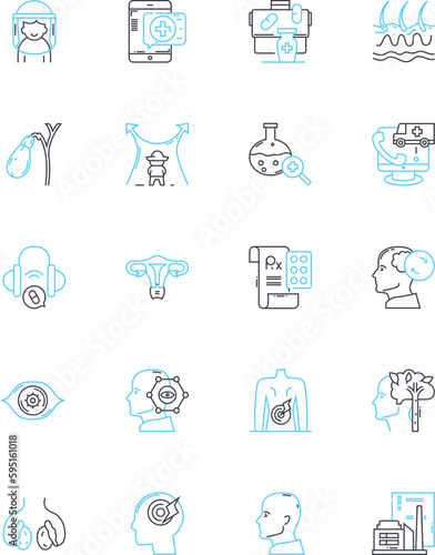 Behavioral analysis linear icons set. Psychology, Observation, Emotions, Patterns, Communication, Motivation, Decision-making line vector and concept signs. Learning,Response,Memory outline