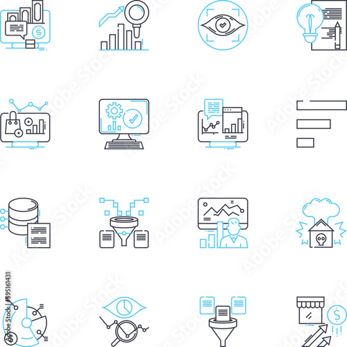 Review linear icons set. Evaluation, Appraisal, Critique, Analysis, Assessment, Opinion, Feedback line vector and concept signs. Judgement,Overview,Rating outline illustrations