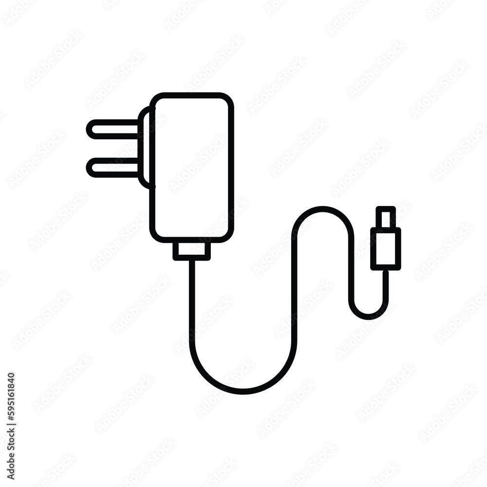Outline mobile phone charger vector icon for web design isolated on white background..eps Outline mobile phone charger vector icon for web design isolated on white background..eps