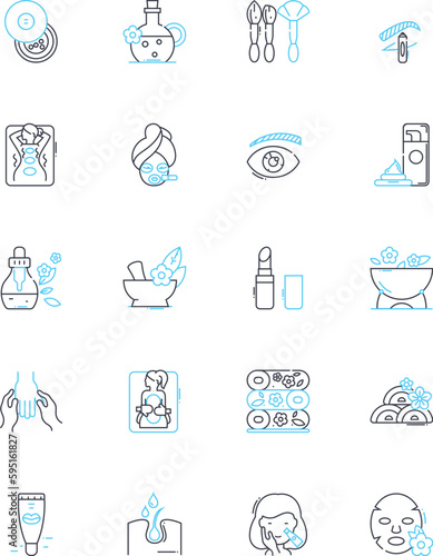 Nail salon linear icons set. Polish, Manicure, Pedicure, Cuticle, Acrylic, Gel, Art line vector and concept signs. French,Color,Design outline illustrations