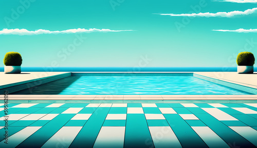 リゾート プール   resort pool  Generative AI  © happy Wu 