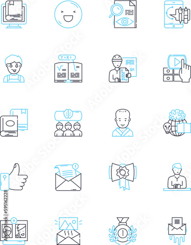 Summit linear icons set. Attainment, Acme, Pinnacle, Summitting, Heights, Vertex, Conquest line vector and concept signs. Climbing,Elevation,Ascent outline illustrations