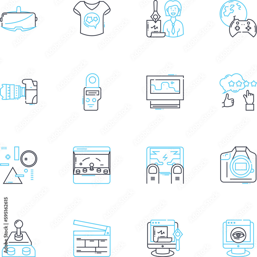 Action camera linear icons set. Adventure, Waterproof, Compact, Stabilization, Durability, HD, Outdoor line vector and concept signs. Shockproof,POV,Sports outline illustrations Action camera linear icons set. Adventure, Waterproof, Compact, Stabilization, Durability, HD, Outdoor line vector and concept signs. Shockproof,POV,Sports outline illustrations