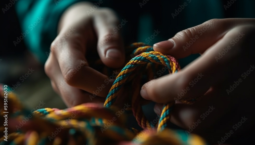 custom made wallpaper toronto digitalHandcrafted woolen rope tied knot for fashion generated by AI