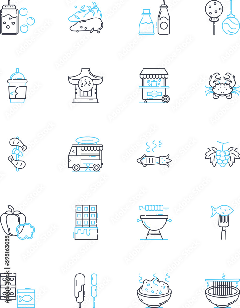 Barbecue pitstop linear icons set. Smokehouse, Grilling, Pitmaster, Brisket, Ribs, Sauce, BBQ line vector and concept signs. Pork,Smoked,Charcoal outline illustrations Barbecue pitstop linear icons set. Smokehouse, Grilling, Pitmaster, Brisket, Ribs, Sauce, BBQ line vector and concept signs. Pork,Smoked,Charcoal outline illustrations