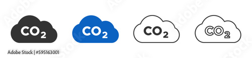 Cloud with text (CO2) graphic icon illustrations set