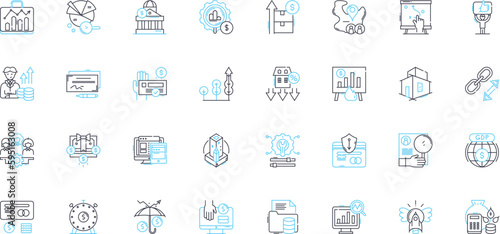 Free enterprise linear icons set. Capitalism, Competition, Innovation, Entrepreneurship, Profit, Market, Supply line vector and concept signs. Demand,Success,Growth outline illustrations