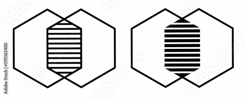 hexagon merge icon set isolated on white background