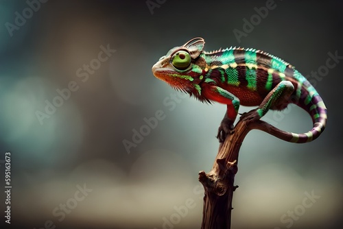 chameleon on leaf photo