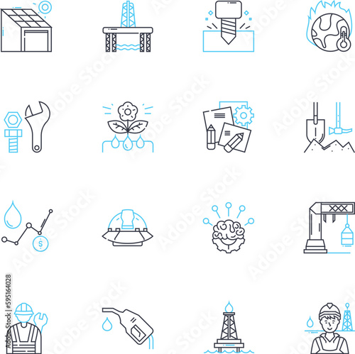 Environmental engineering linear icons set. Sustainability, Pollution, Renewable, Conservation, Ecosystems, Climate, Renewable line vector and concept signs. Resource,Green,Toxicity outline