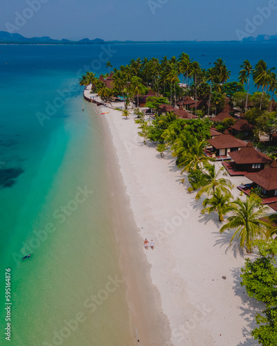 Koh Mook tropical Island in the Andaman sea in Thailand, tropical beach with white sand