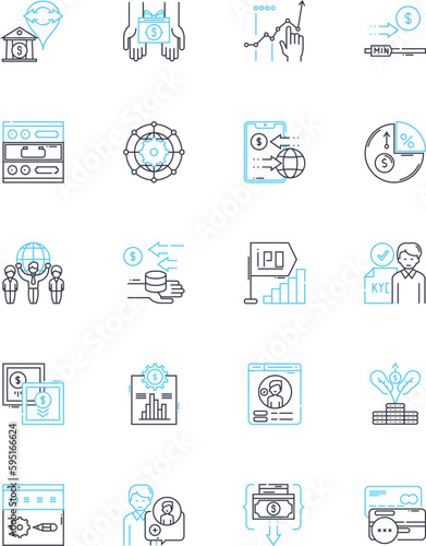 Enterprise returns linear icons set. Refunds, Returns, Reimbursement, Exchanges, Reparations, Restitutions, Compensations line vector and concept signs. Compensation,Recompense,Redeem outline