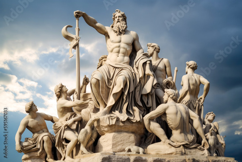 Olympian greek gods and goddess on Mt. Olympus, generative ai photo