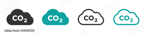 Cloud with text (CO2) icon illustrations set