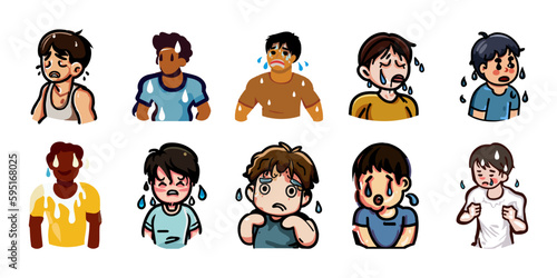 sweaty people vector set collection graphic clipart design
