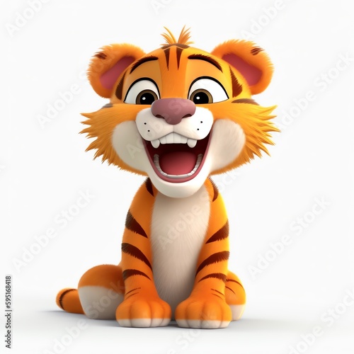 little tiger cartoon character - generative ai