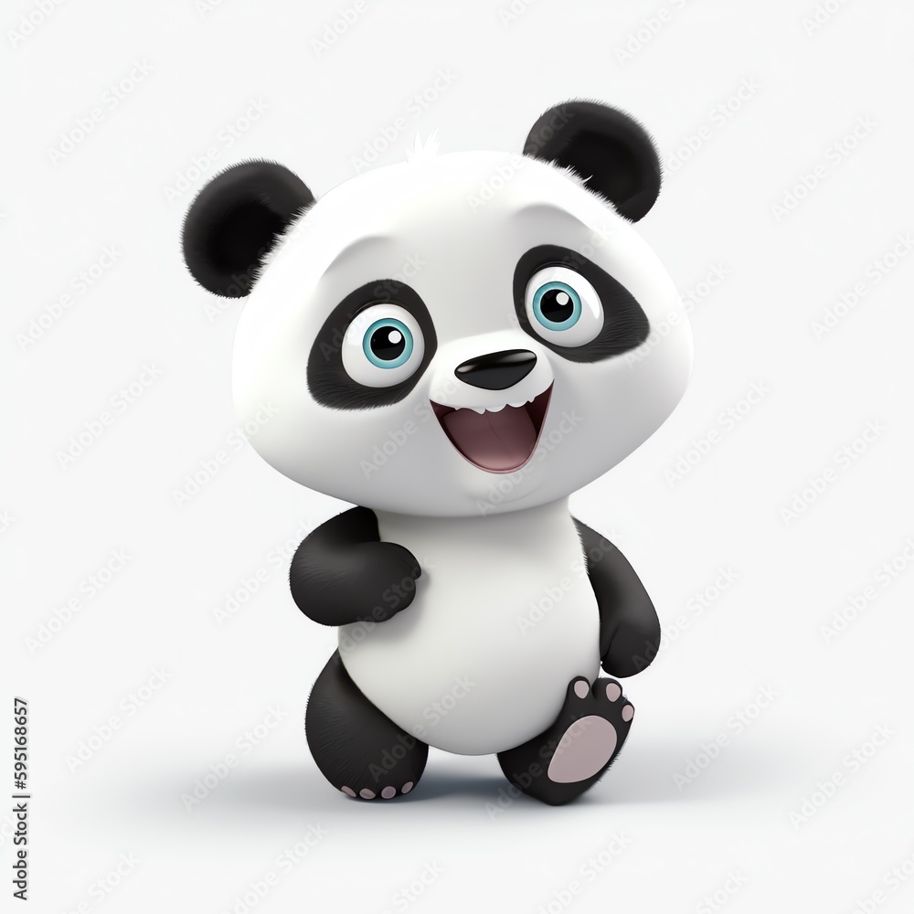Fototapeta premium cartoon panda character isolated on white background - generative ai