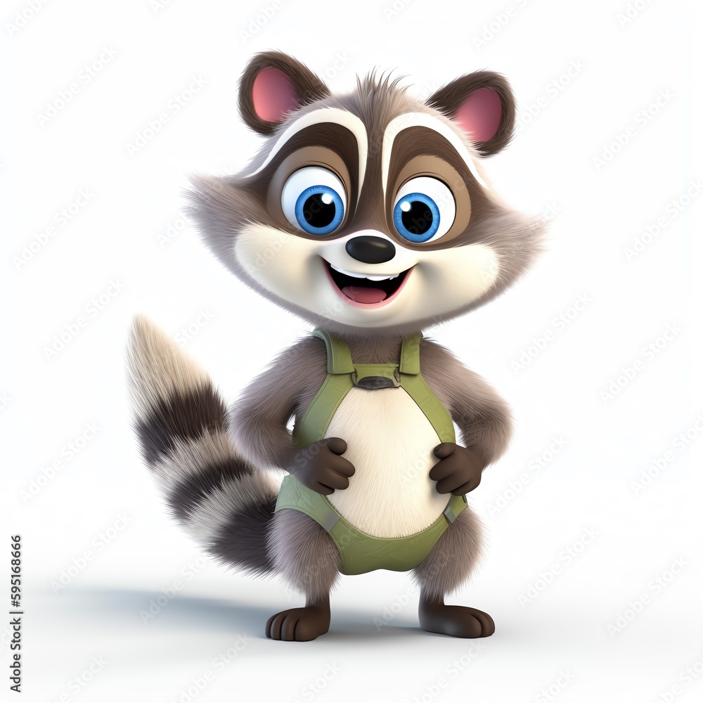 raccoon cartoon character isolated on white background - generative ai raccoon cartoon character isolated on white background - generative ai