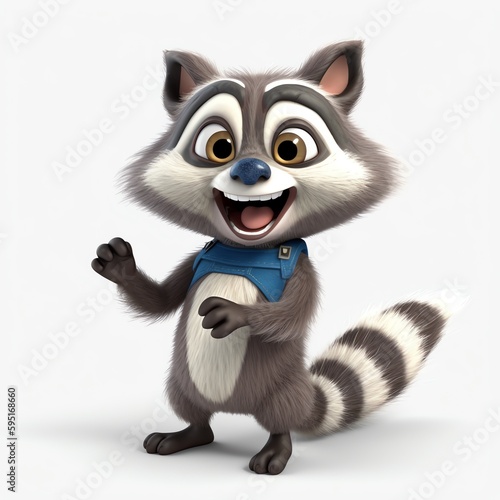 raccoon cartoon character isolated on white background - generative ai