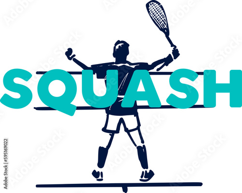 squash tennis player silhouette vector sketch