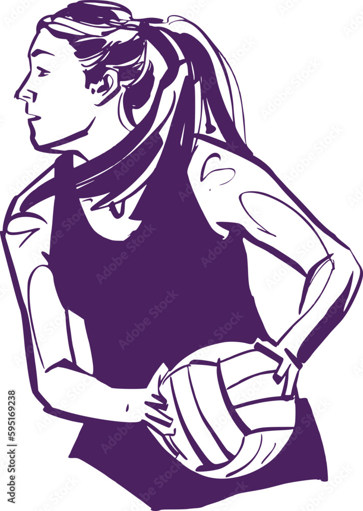 The netball player with ball in her hands The netball player with ball in her hands