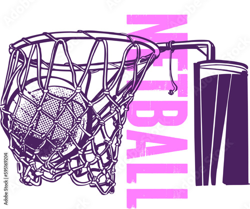 vector illustration of the Netball ball and hoop