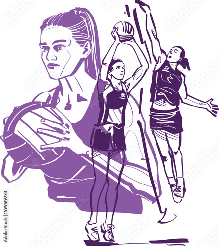 Foto The netball player with ball in her hands