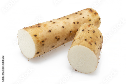 Fresh Chinese Yam - Whole and Sliced Edible Root Vegetable Ingredient