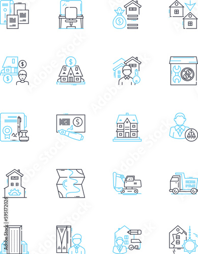 Development linear icons set. Innovation, Progress, Growth, Advancement, Improvement, Evolution, Transformation line vector and concept signs. Maturation,Expansion,Optimization outline illustrations