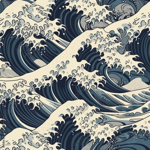 Fotografie, Tablou Great wave kanagawa hokusai japanese background