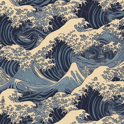 Photographie Great wave kanagawa hokusai japanese background