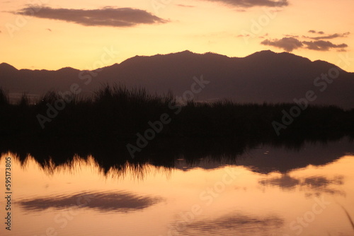 sunset over the lake