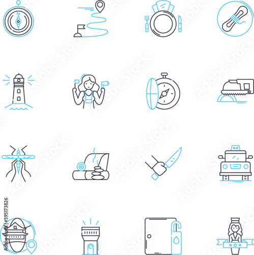 Literary prose linear icons set. Narrative, Dialogue, Symbolism, Imagery, Subtext, Plot, Characterization line vector and concept signs. Setting,Voice,Flashback outline illustrations