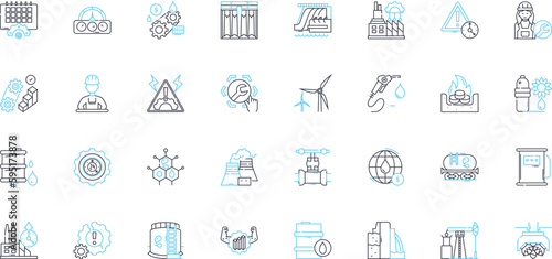 Financial sector linear icons set. Investment, Banking, Budgeting, Forecasting, Securities, Insurance, Trading line vector and concept signs. Financing,Credit,Loans outline illustrations