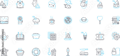 Sushi chef linear icons set. Culinary, Skillful, Creative, Precision, Sashimi, Umami, Japanese line vector and concept signs. Delicate,Technique,Fresh outline illustrations