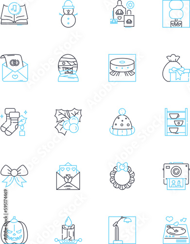 Embellishing linear icons set. Adorn, Decorate, Ornament, Enhance, Beautify, Bedeck, Customize line vector and concept signs. Elaborate,Enrich,Garnish outline illustrations