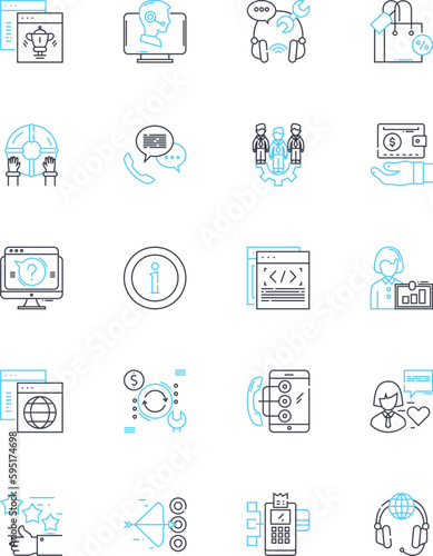 Member help linear icons set. Assistance, Support, Guidance, Helpdesk, Customer service, Troubleshooting, Queries line vector and concept signs. Solutions,Concerns,Queries outline illustrations