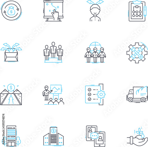 Beginning steps linear icons set. Initiative, Start, Introduction, Commencement, Launch, Inception, Initiation line vector and concept signs. Kickoff,Genesis,Onset outline illustrations