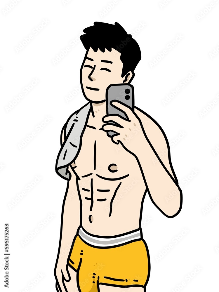 Fototapeta premium cute man cartoon on white background