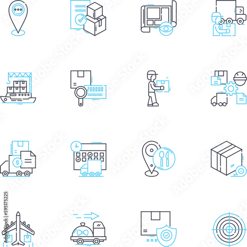 Mountain peak linear icons set. Summit, Peak, Altitude, Elevation, Cliff, Crag, Range line vector and concept signs. Crest,Ridge,Plateau outline illustrations