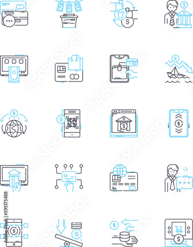 Economic progress linear icons set. Innovation, Growth, Development, Employment, Opportunity, Investment, Competitiveness line vector and concept signs. Advancement,Expansion,Prosperity outline